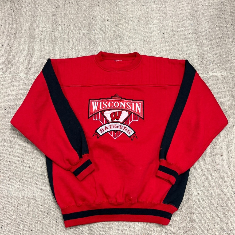 Vintage University Of Wisconsin Badgers Sweatshirt Mens XL Red 1990s NCAA